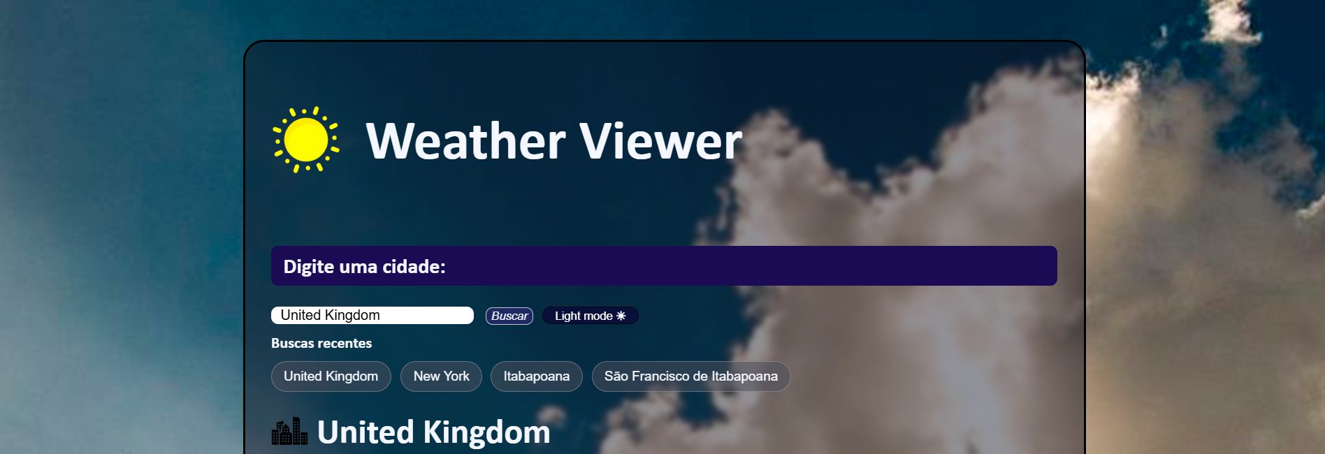 Capa do projeto Weather App